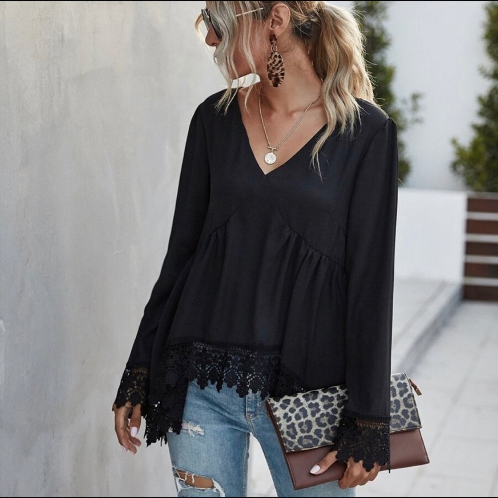 🆕🖤 BABYDOLL LACE TOP 🖤🆕 - Picture 2 of 6